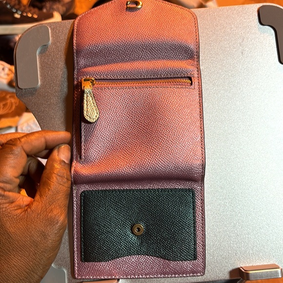 Preowned COACH Wyn Colorblock Crossgrain Leather Small Tri-fold Wallet - Picture 7 of 7